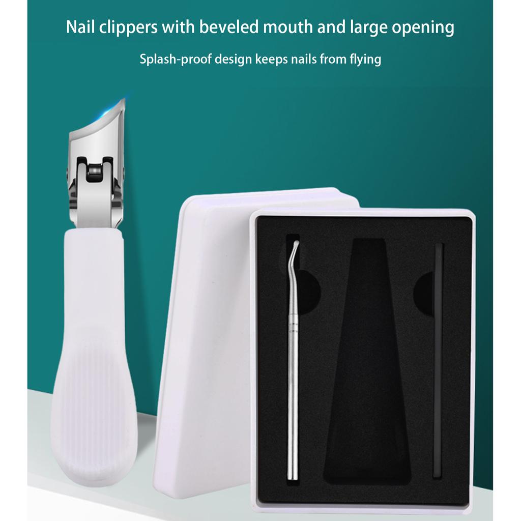 Stainless Steel Beveled Nail Clippers For Thick Ingrown Toenails Anti Splash Design Wide Opening Ergonomic Handle