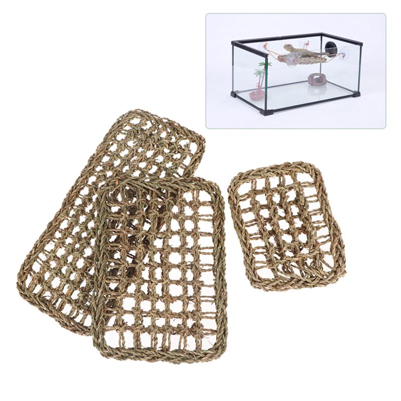 Hamaca para Reptiles Cojín de Hierba Cama para Mascotas Columpio Decoración para Terrario Para Lagarto Tumbona Cangrejos Ermitaños Geckos Cama Pájaros Esteras para Reptiles