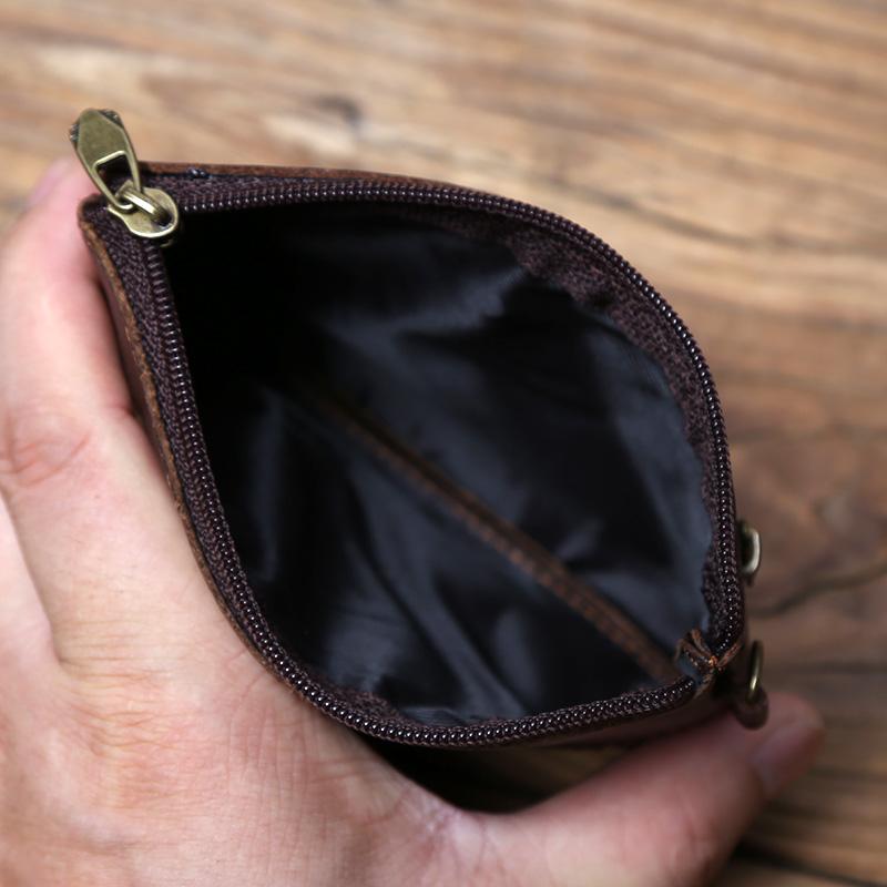 NZPJ Leder Münzen, Geeignet für Männer, Frauen, Mini Reißverschluss Geldbörsen, Kleine Portemonnaies, Damen Portemonnaies, Erste Schicht Rindsleder Herren Kartenhalter