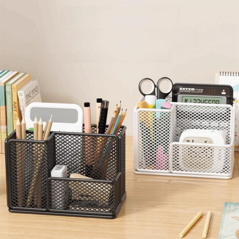 Metal Mesh Desktop Pen Holder Carbon Steel Stationery Storage Rack Mesh Desk Organizer  Desktop Use
