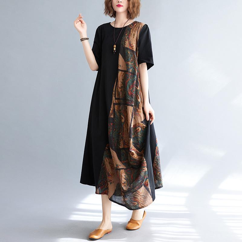 Sommer Retro Bedrucktes Lockeres Übergroßes Damen Strandkleid
