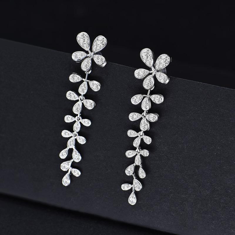 Gica Gema Cercei clasici cu picătură din argint 925 Cercei cu trifoi cu patru foi de zircon Bijuterii fine Cadouri de nuntă