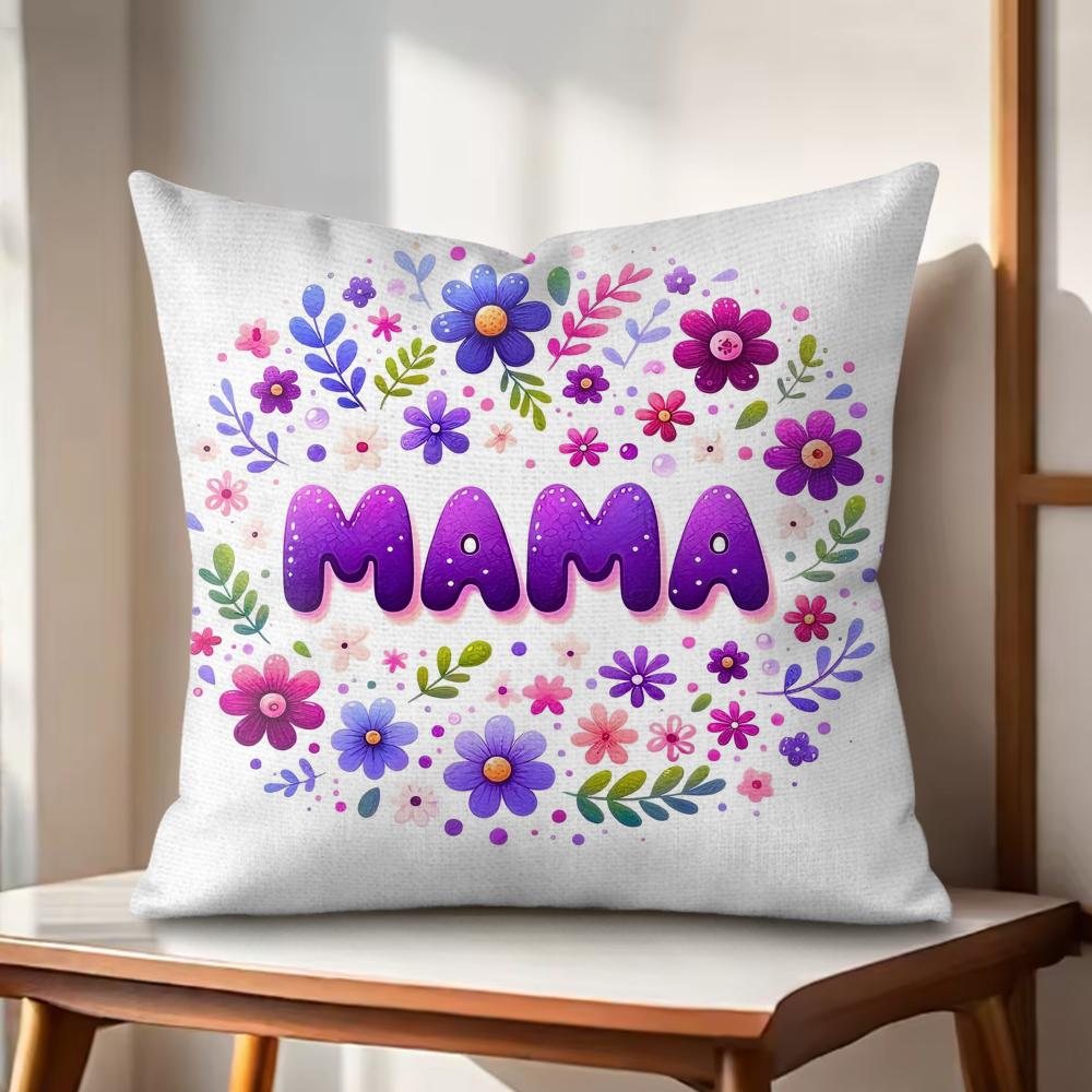 MaMa Cushion Cover Natural Linen Organic Fabric DoubleSided Printing Couch Pillow Covers Home Decor