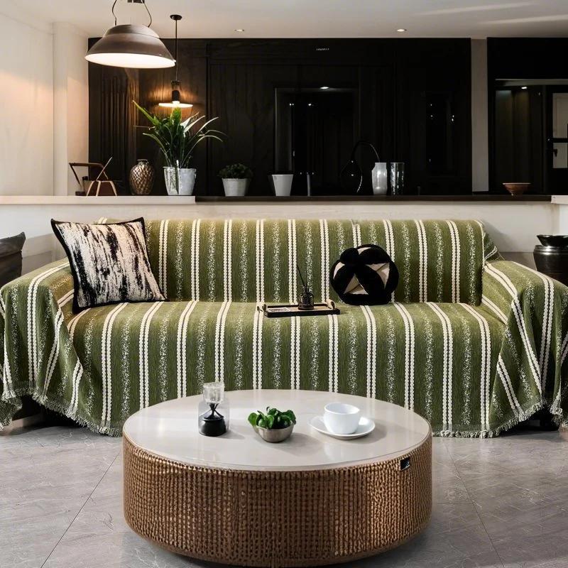 Modern Minimalist Sofa Towel Luxurious Solid Color Chenille Sofa Protective Cover All Seasons Universal Sofa Cover Cloth Gray