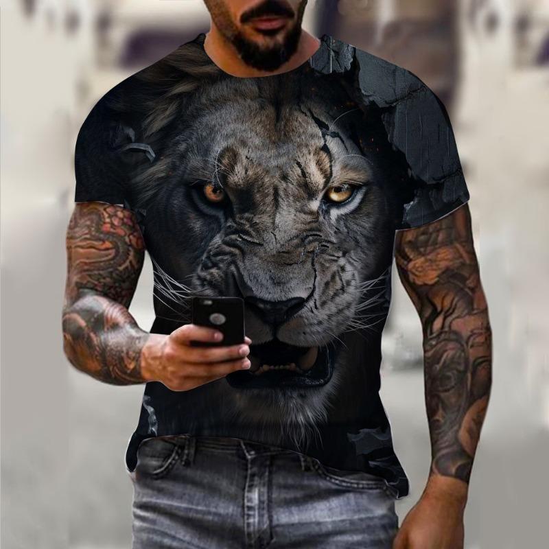 Tricouri pentru bărbați Vară Model Animal Leu Imprimeu 3D Topuri Tricouri Vară Femei Streetwear Modă Tricou Supradimensionat Îmbrăcăminte Bărbați
