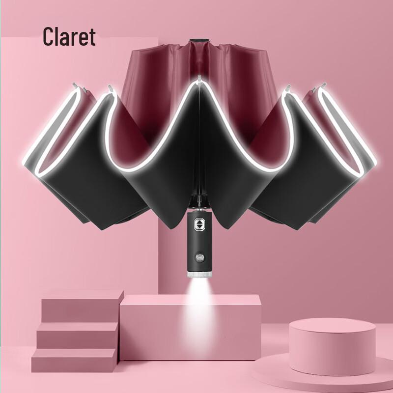 Автоматический светодиодный отражающий складной зонт-обратка