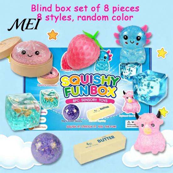 Anxiety Relief Toy 8Pcs Sugar Squeeze Toys, Soft TPR Stress Fidget Safe for Adults, Calming Sensory Party Gift Management Tool