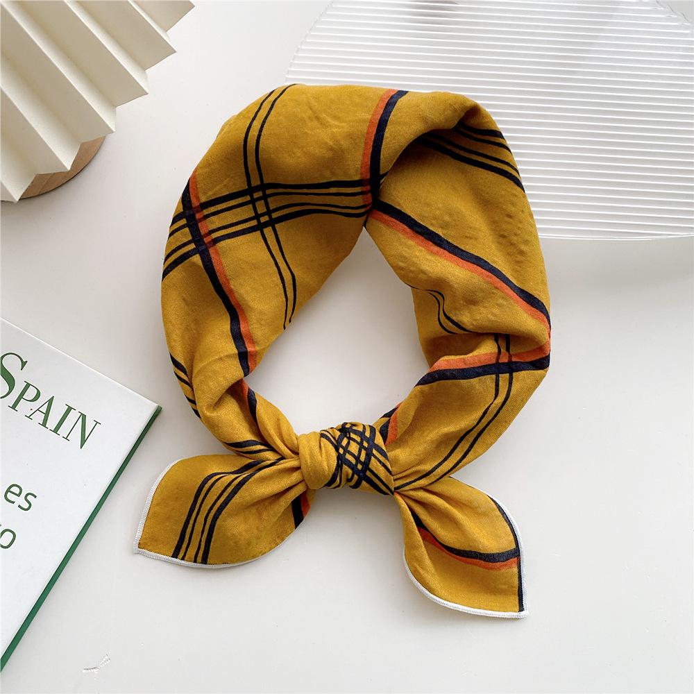 Women's Spring & Autumn Cotton-Linen Silk Square Scarf - Korean Style, Versatile Fashion Accessory & Hair Band
