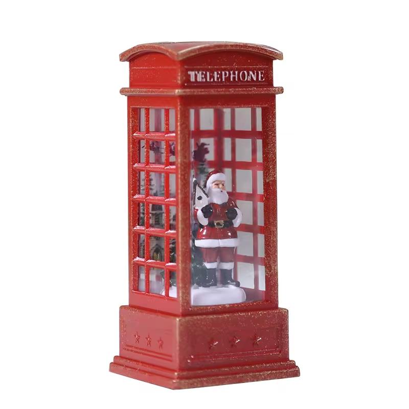 Christmas Chestnut Telephone Booth Christmas Desktop Decoration Luminous Telephone Booth Creative Night Light Christmas Gifts