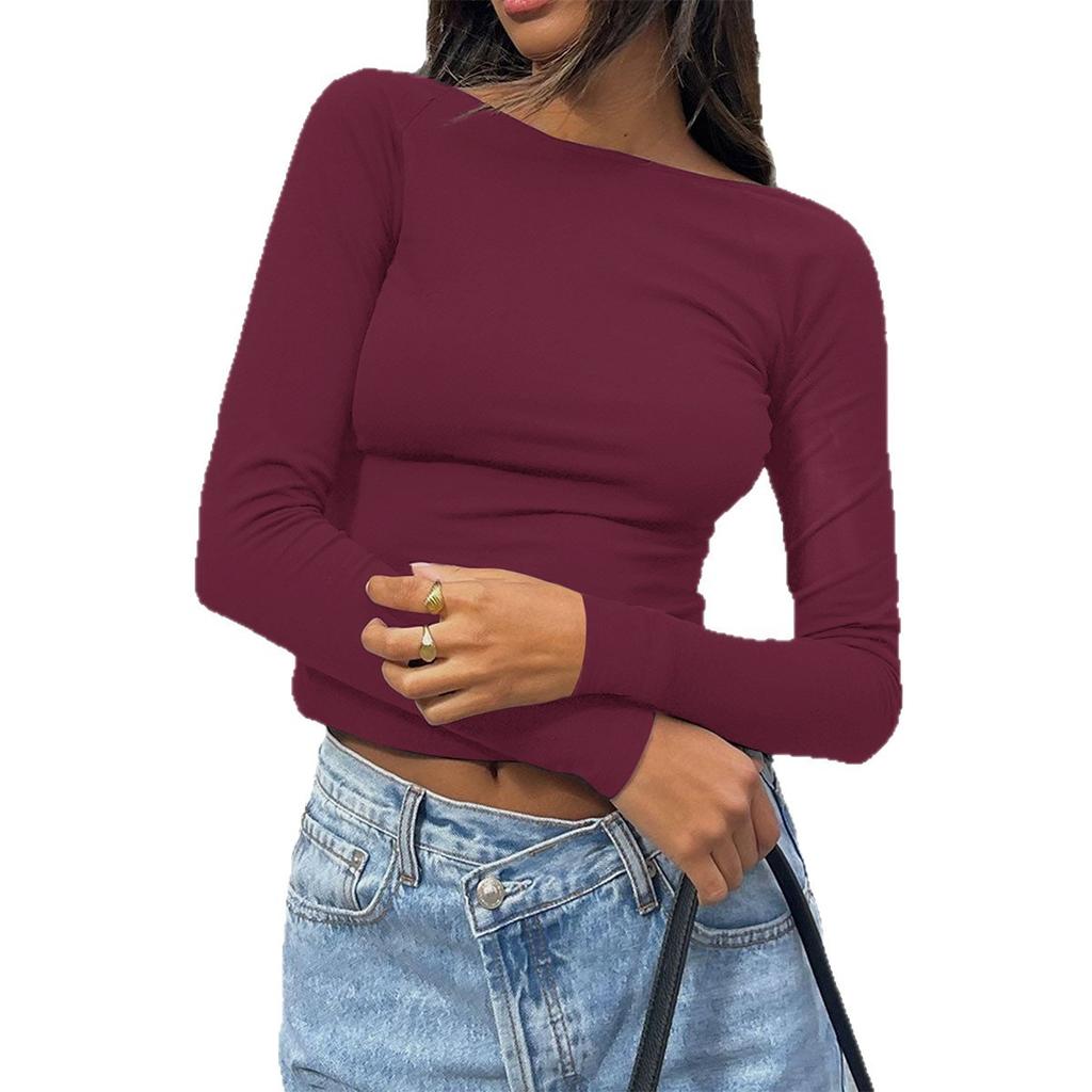 Y2K Hot Girl Slim Long Sleeve Solid Color Bottoming Shirt Women's 2025 Autumn and Winter