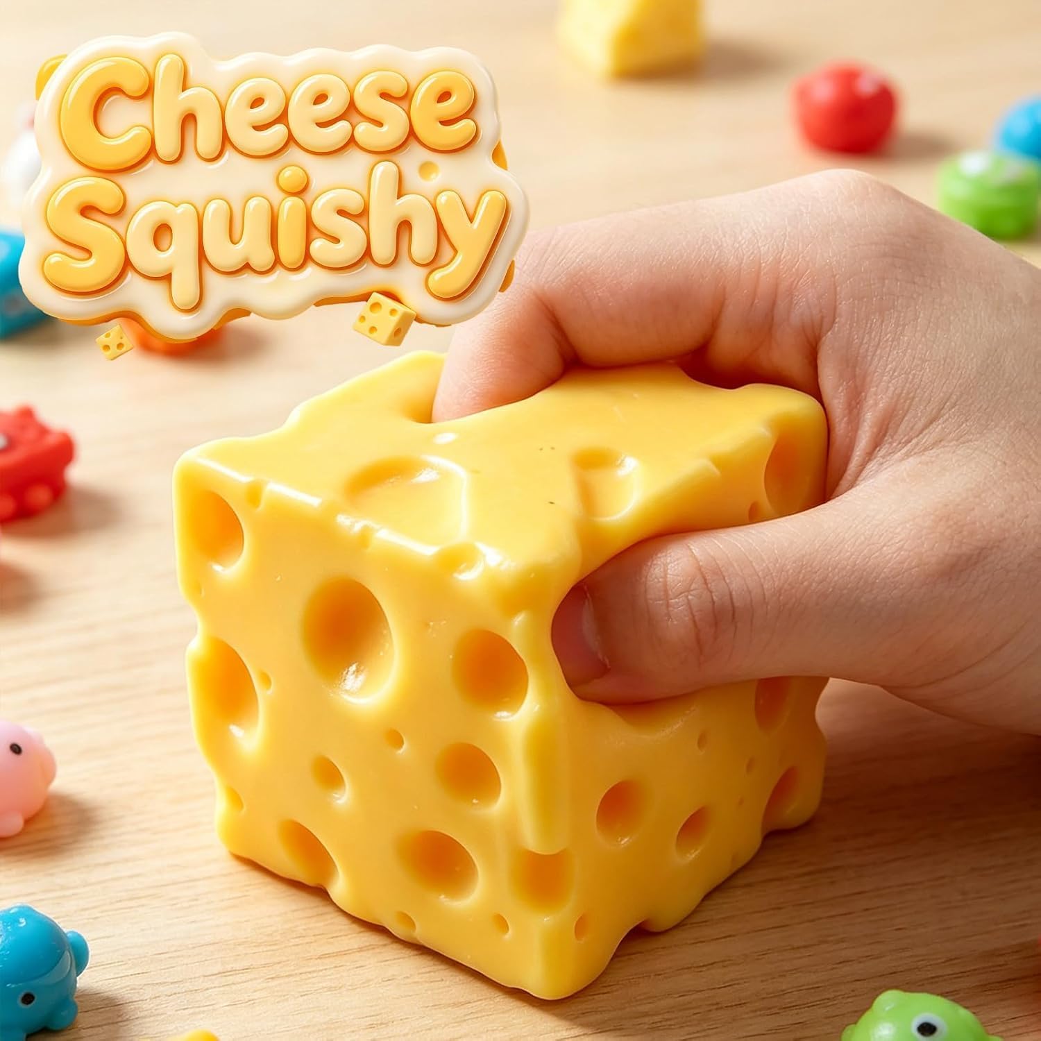 Cheese Squishy Stress Relief Original Sensory Food Squishy Stress Relief Fidget Toy Stress Balls for Adults