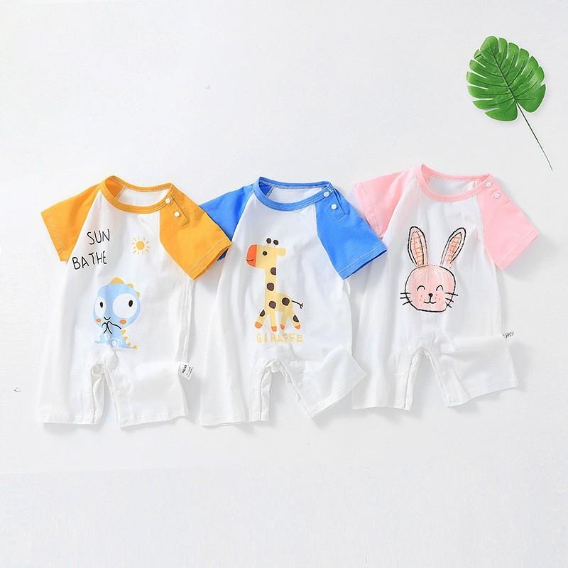 Baby Cotton Short Sleeve Romper With Bonefree Shoulder Closure For Newborns Summer Wear