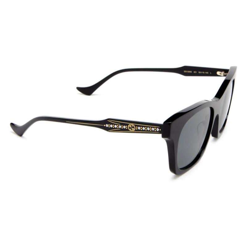 Gucci Diamond-embellished Double G Logo Irregular Shape Sunglasses Women's Black