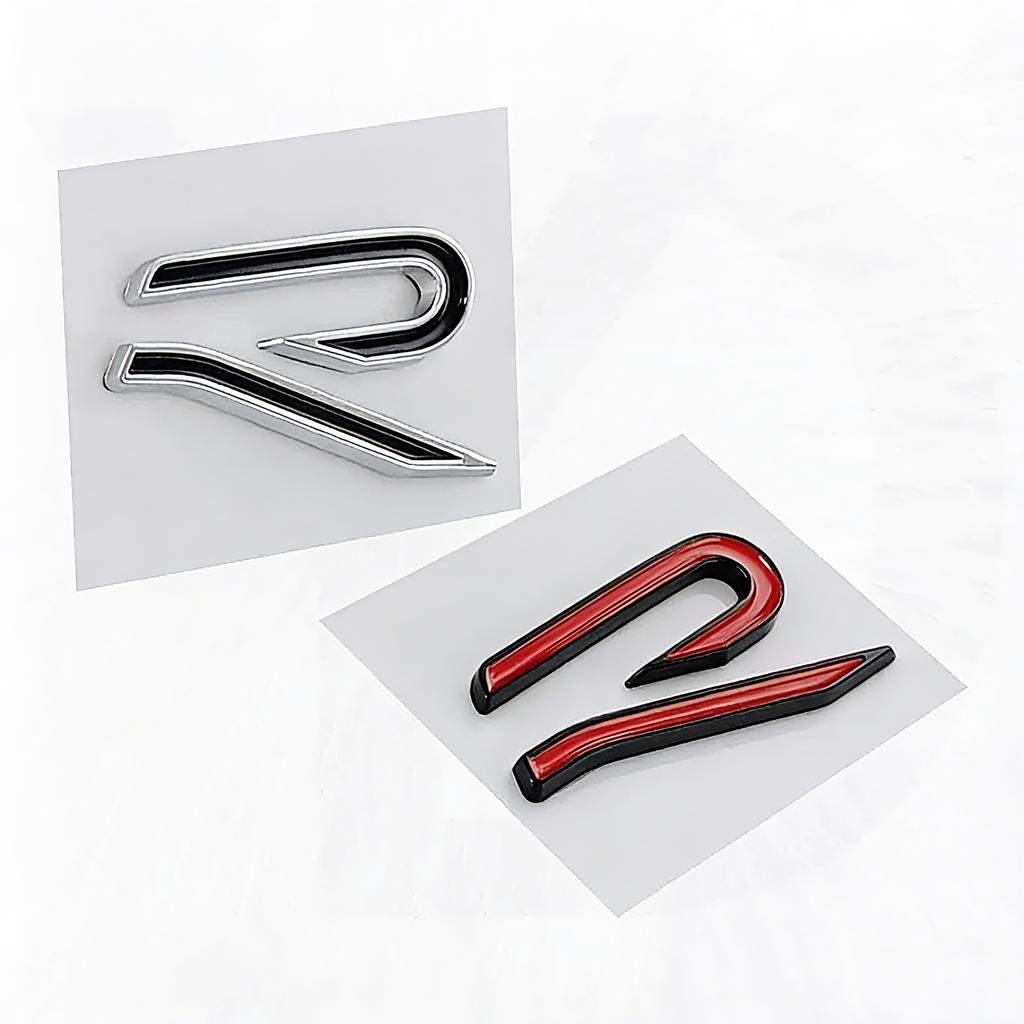 kqsdr10 1PCS 3D Metal Car Styling R Emblem Side Fender Rear Tail Trunk Sticker For VW GTI Tiguan Bora POLO PASSAT CC Touran GOLF Jetta