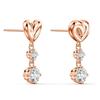 Rose Gold Tone Twisted Heart Drop Earrings with Graduated Clear Stones Women Jewelry