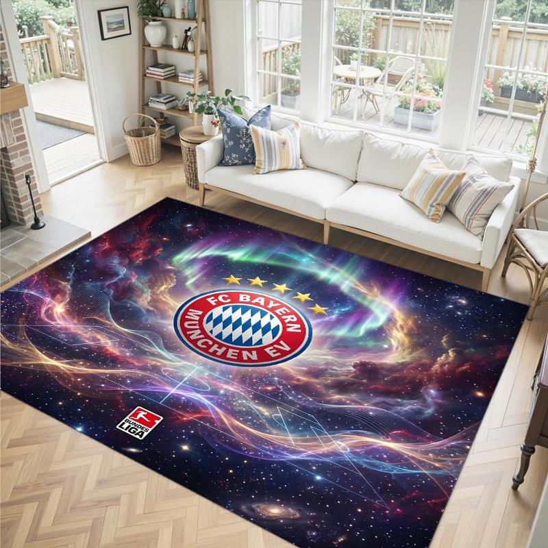 FC Bayern Design Kristall Samt Teppich Gemütlich Nicht?Rutschfester Teppich mit Aufdruck für Schlafzimmer Wohnzimmer Eingang