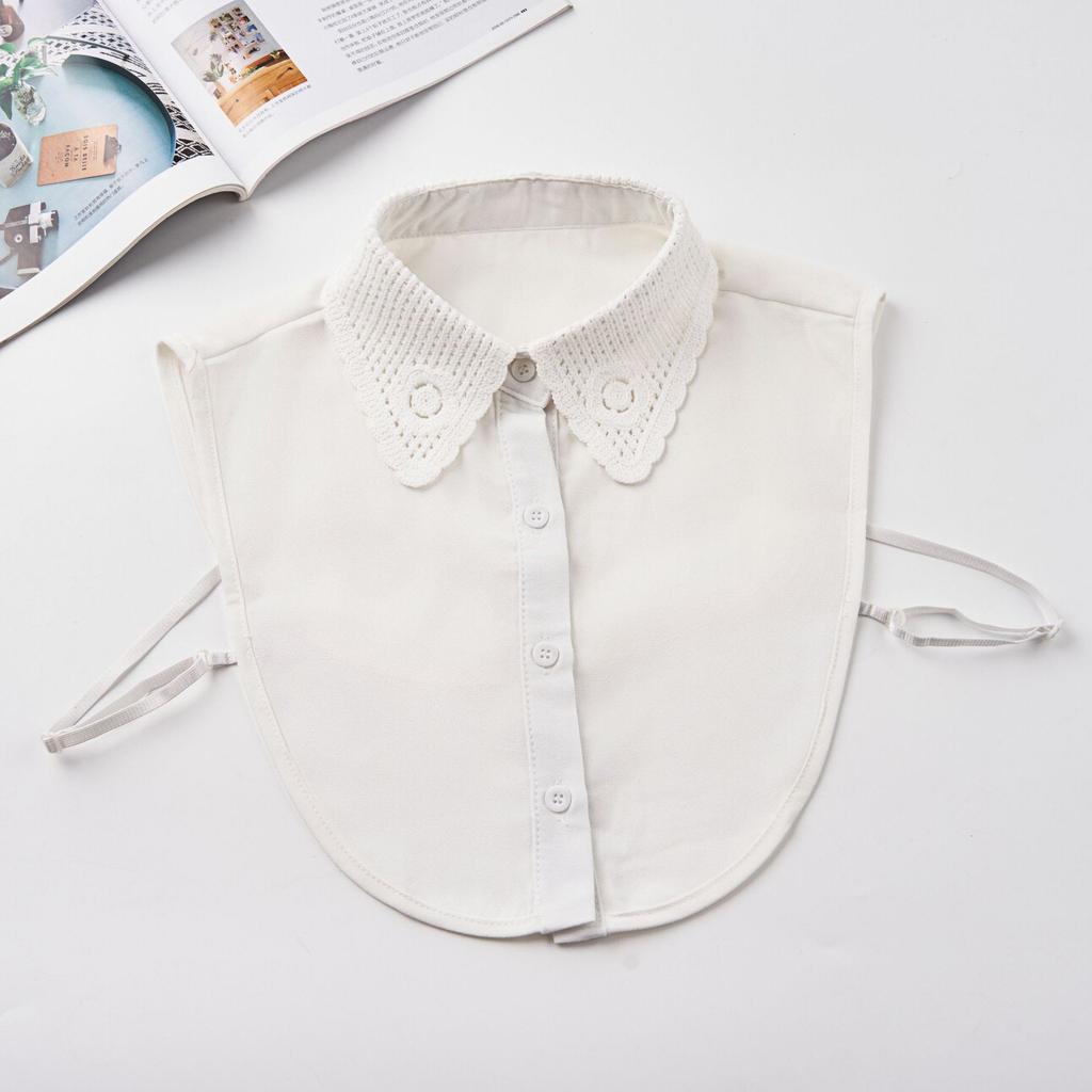 New Hollow Fake Collars for Woman Removable Shirt Detachable Collar Business Sweater White Lace Lapel False Collar Casual