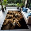 Flannel Printed Lion Family Rug Outdoor Indoor Garden Patio Mat Animal Theme Decorative Carpet Waterproof Anti Slip