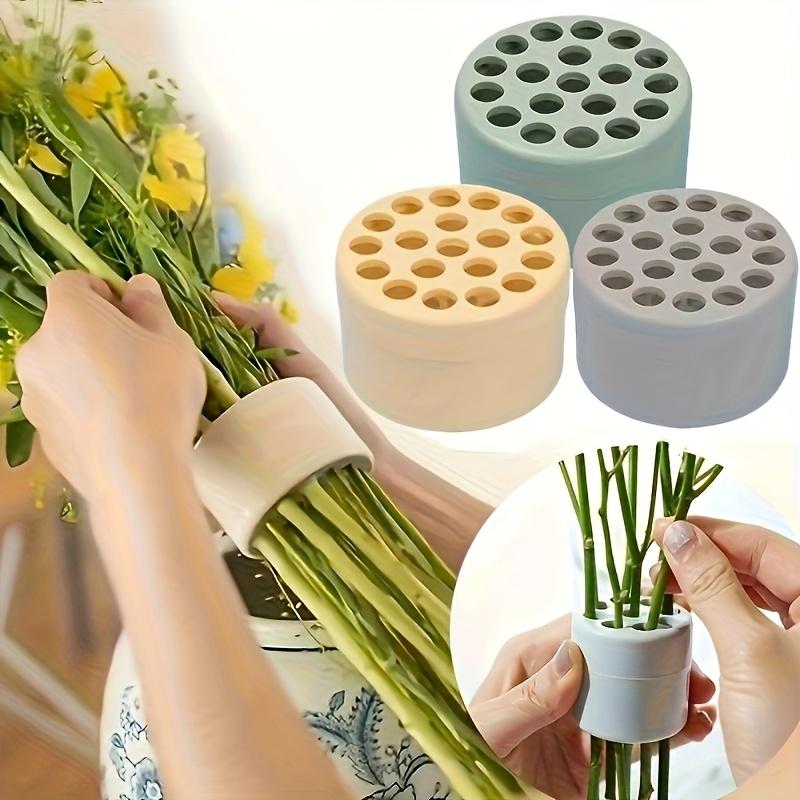 1pc Classic Style Round Vase Plastic Flower Arranger Reusable Bouquet Holder, Spiral Stem Support, Planting Tool