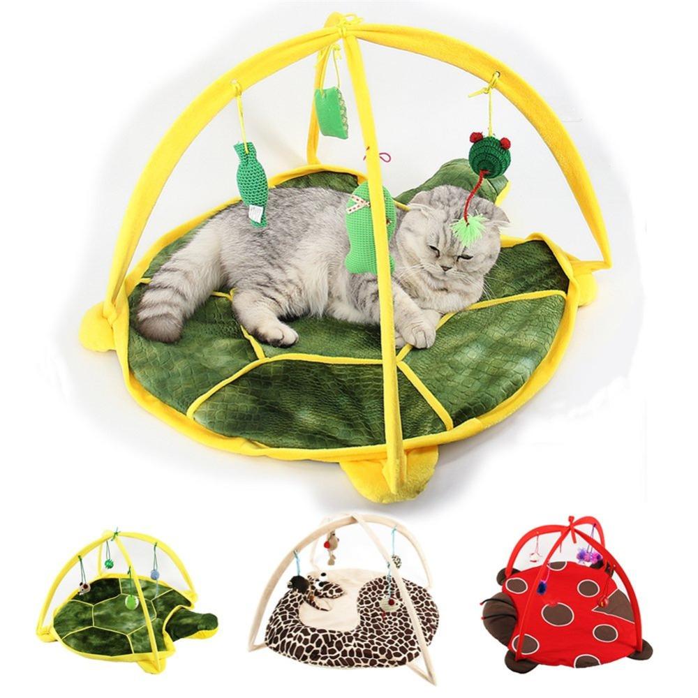 52x35cm cat play mat cat tent activity center with hanging cat toy ball mouse outdoor pet bed cat play tent easy to carry