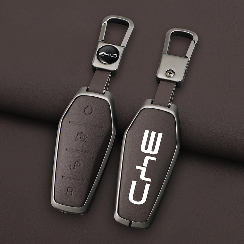 Styling Mouldings Alloy Car Key Case Cover Shell For BYD Song Plus Atto 3 Han EV Tang DM Qin Seal Dolphin Remote Fob Holder Keyc