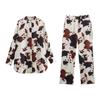 Fashion Style 2024 Autumn New Women's Animal Pattern Long Sleeves Lapel Shirt Mid-Rise Straight-Leg Pants 8156005