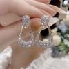 Full diamond geometric earrings niche design sense high-end new trendy stud earrings women's light luxury earrings