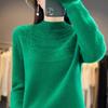 Autumn/Winter Women's Knitwear: Hollow Out Half-High Neck Long Sleeve Loose Slimming Pullover Sweater.