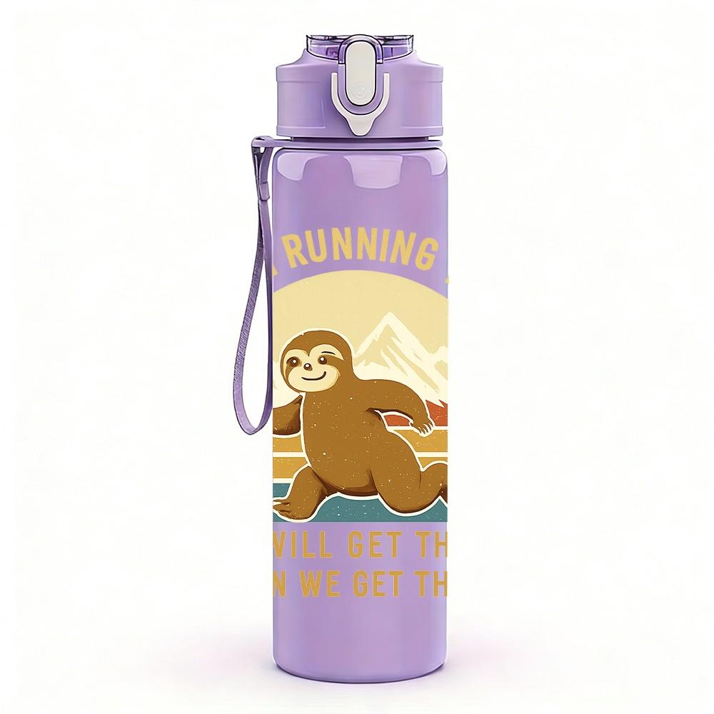 1PC Sloth Running Team Vintage Art 750ml Color Plastic Sports Water Bottle Leakproof Flip Straw Lid Suitable for Sports Office Home Use