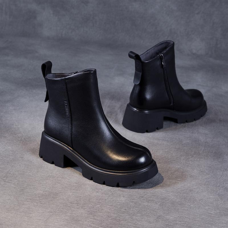 Thick-soled, Chunky Heel, Casual Short Boots for Women, Thickened Snow Boots, Cotton Shoes
