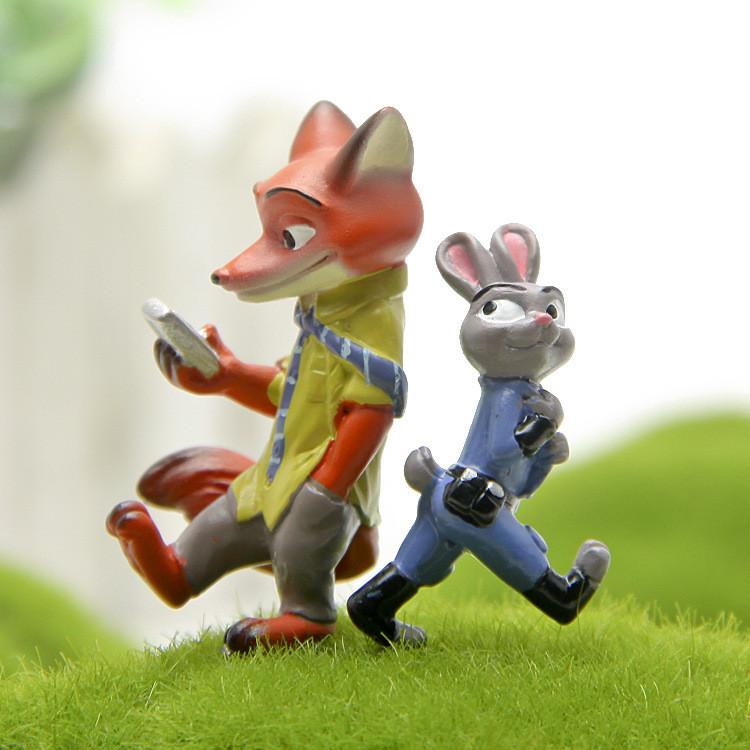 Nick Judy Zootopia Cartoon Rabbit Fox Mini Model Ornament For Landscape Decor