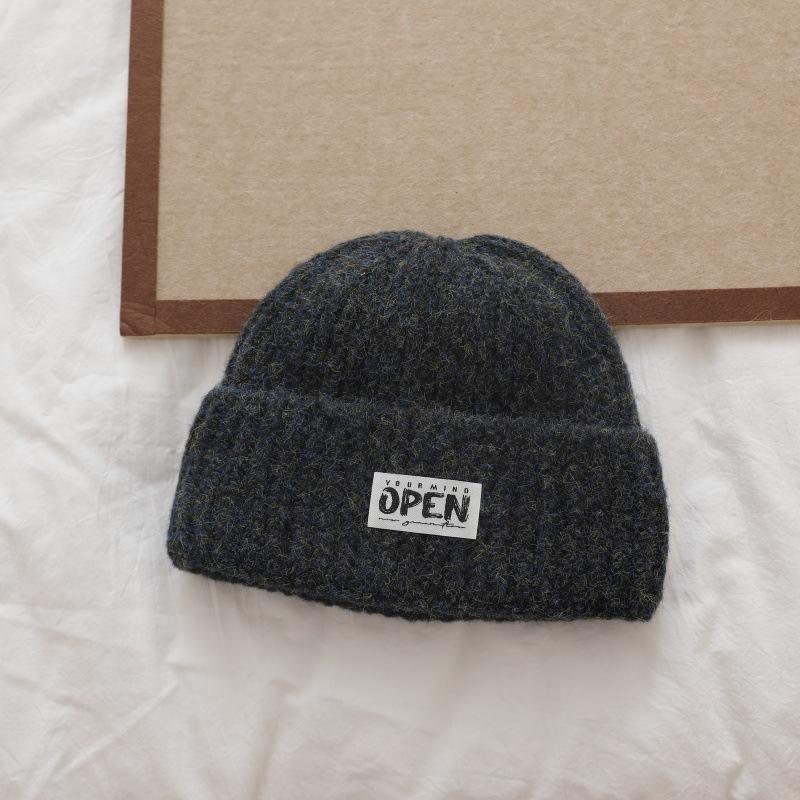 Simple Letter Versatile Knitted Wool Hat for Women Autumn and Winter New Fashion Knitted Hat Cold Hat