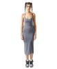 Attention Row For Woman Shoulder Strap Slit Long Dress (Gray)