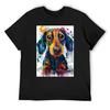 Dachshund Dog Art T-Shirt Anime Tshirt Football T Shirt Blacks Funny T Shirts for Men