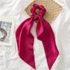 28cm Long Ribbon Satin Scrunchies Solid Color Fashion Bow Ponytail  Hair Ties Women Girls Elastic Hair Bands Headwear Accessory