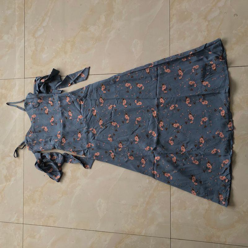 

Chiffon Suspender Skirt Summer New Women clothes Fashion Bottoming Adjustable Pullover Mid-Length Dress 31145 Ash bottom flower B- 19-3-5 L