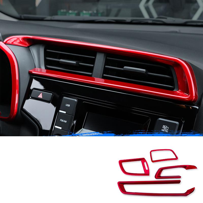 Car carbon fiber Sticker Air outlet Vent decoration frame Trim  For Honda FIT JAZZ GK5 3rd 2014 2015 2016 2017 2018 LHD  C1440