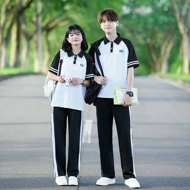 College Style Black Baseball Jacket Set for Students – 3-Piece Autumn Sports School Uniform