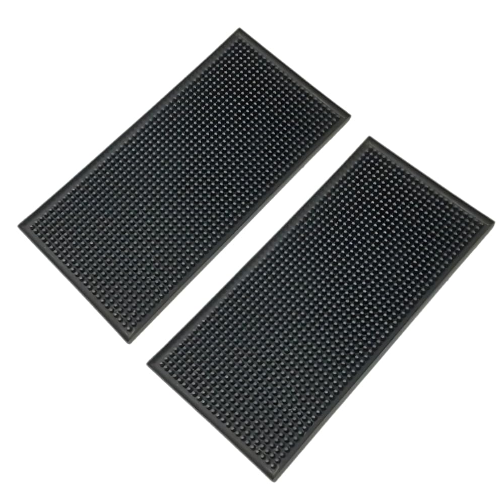 Senfu Bar Mat, Draining Mat for Bar Counters, Non-Slip, Washable, Rubber, Black, 30cm X 15cm, Set of 2
