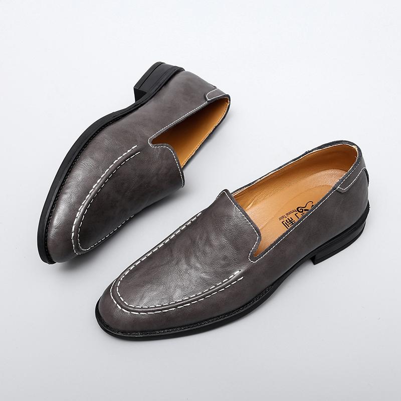 

38-48 Летняя мужская деловая обувь Двухслойная коровья кожа Дышащая и удобная Мягкая подошва Универсальная брендовая обувь Лефу 48 серый