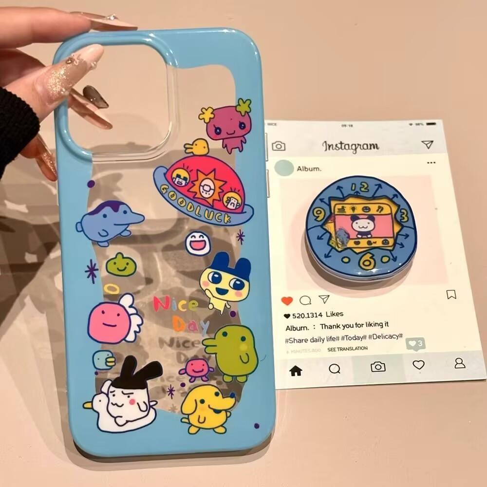 Cartoon Comic T-Tamagotchi  Phone Case For iPhone 17 16 15 14 13 12 11 Pro Max 14 15 16 17Air Plus Sweet Cute Y2K Girl Cover