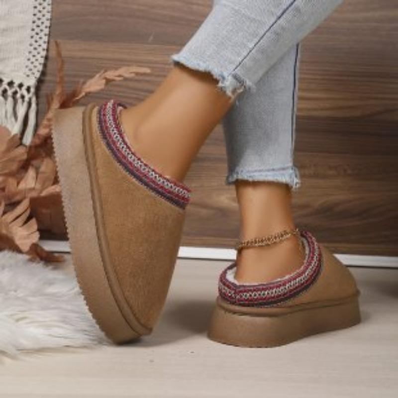 Women's Padded Lining Soft Thick Bottom Heightening Home Outdoor Thickened Warm Lightweight Comfortable Stirrups Cotton Shoes Snow Boots Slippers