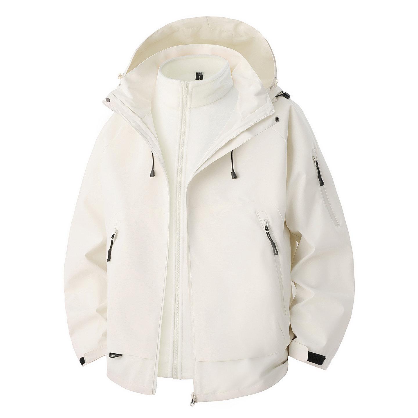 

Мужская куртка три-в-одном большого размера для пары, ветрозащитная куртка большого размера, съемный двухкомпонентный чехол S слоновая кость