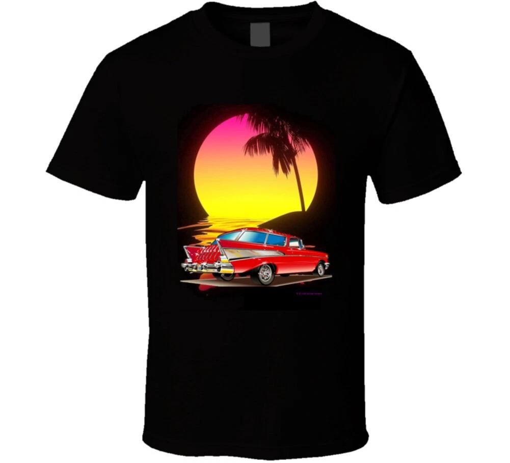 57 Chevy Nomad Wagon Hot Rod Summer Beach Gift T Shirt M