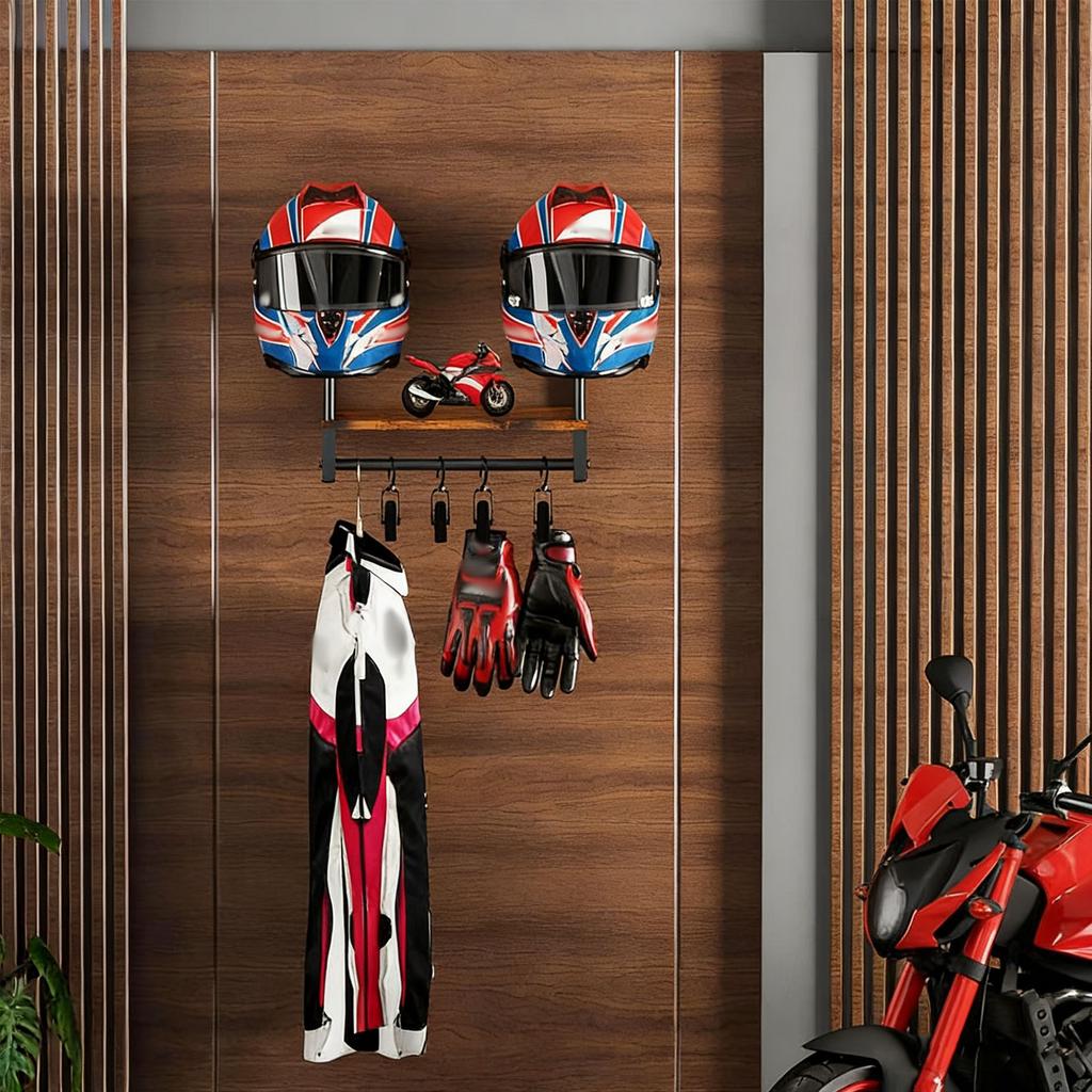 Elegante Portacasco in Legno Naturale da Parete per Decorazione Casa Moderna Installazione Facile Organizer per Stoccaggio