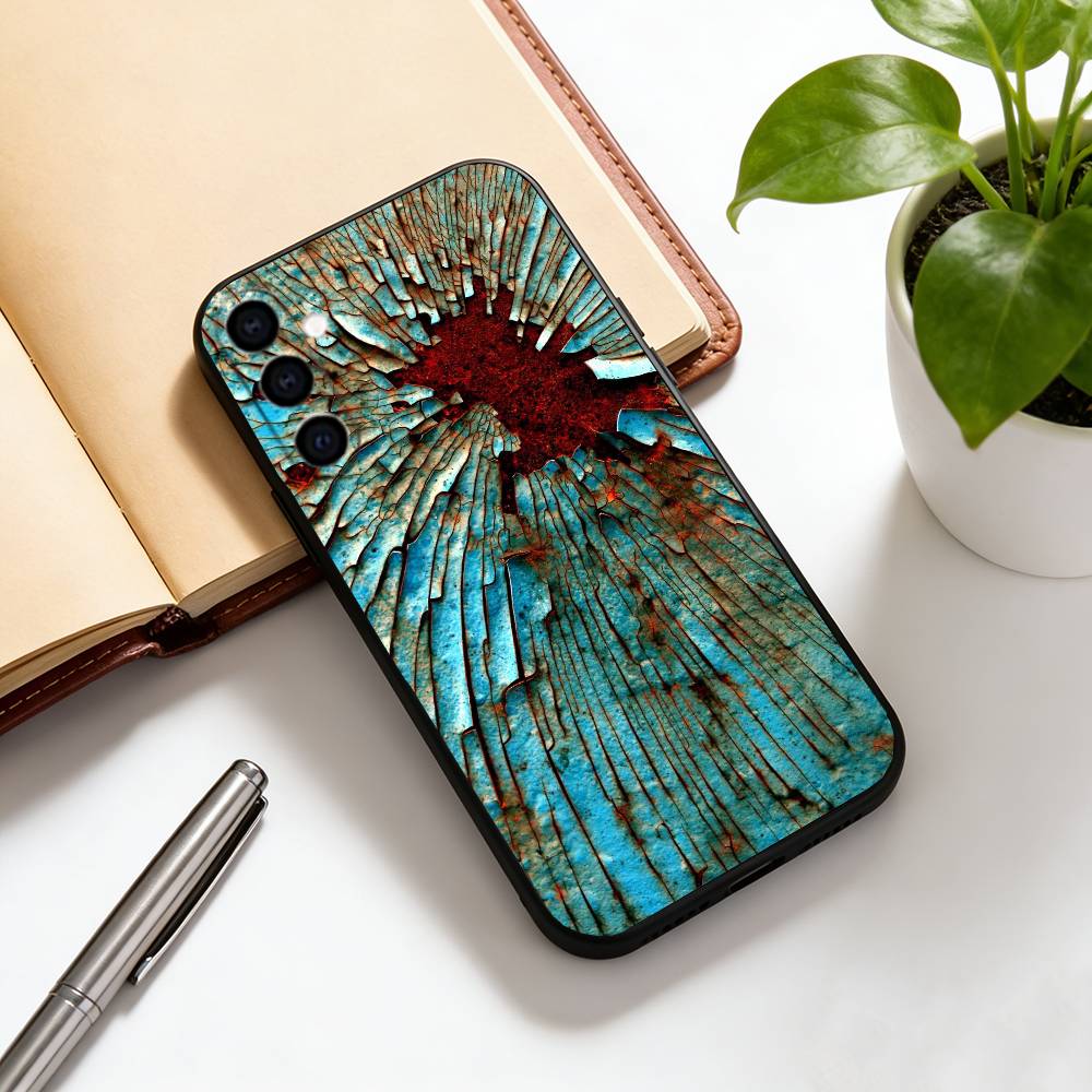 Retro Industrieller Stil Rostige Handyhülle Schwarzes Silikon Weich Für Samsung Galaxy A73,A72,A71,A70,A53,A52,A51