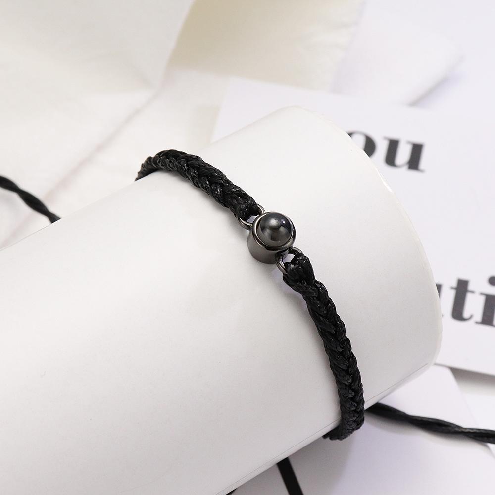 EthShine Personalized 925 Silver Circle Photo Bracelet Projection Bracelets Custom Photo Bracelet Couple Memorial Gift Women