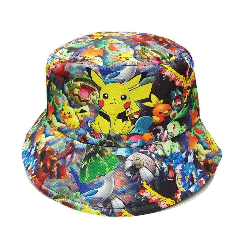 Cartoon Outdoor Pikachu Fisherman Sunshade Matching Hat Net Hat Adult Children