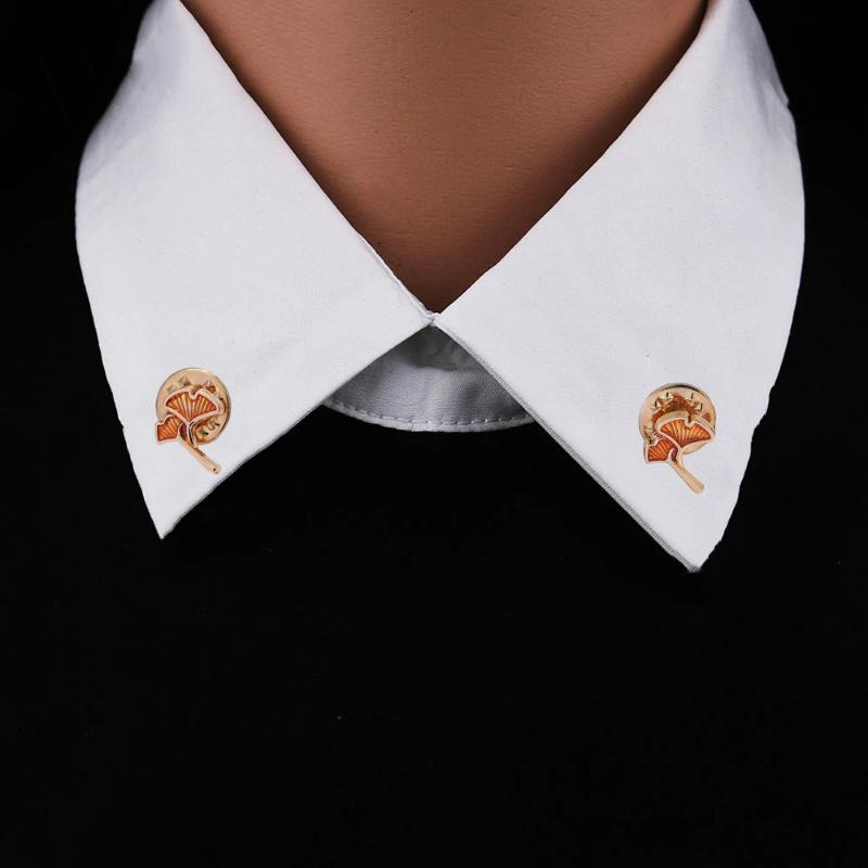 10pcs Ginkgo Leaf Brooch Elegant Fashion Men Luxulry Vintage Shirt Suit Lapel Pins Badge Brooches Wedding Party Clothing Accessories Jewelry Gifts