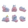 6Pcs Hippo Mini Figures Resins Miniature Ornaments for Landscape Bonsais Plant Pots Party Cake Toppers Car Decoration